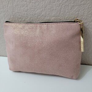 Lancôme Paris Blush Pink Metallic Cosmetic Pouch with Gold Zipper
